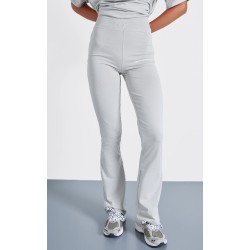 PRETTYLITTLETHING Pale Grey Printed Flared Pants