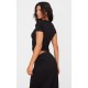 Black Cotton Side Cap Sleeve Ruched Top Black Cotton Side Cap Sleeve Ruched Top