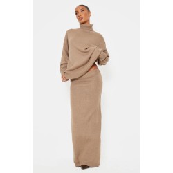 Light Mocha Soft Knit Maxi Skirt