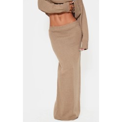 Light Mocha Soft Knit Maxi Skirt