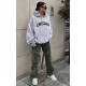 Grey Chicago Print Oversized Hoodie Grey Chicago Print Oversized Hoodie