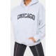 Grey Chicago Print Oversized Hoodie Grey Chicago Print Oversized Hoodie